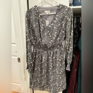 Gray floral Loft dress